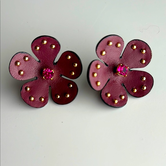 kate spade Jewelry - Kate Spade Leather Flower Earrings